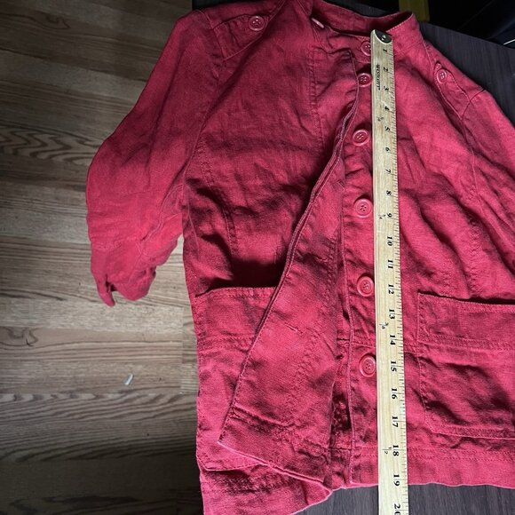 CITY UNLTD size 4 Red 100% Linen Crop blazer Jacket,Buttons Front,Womens - Picture 5 of 11